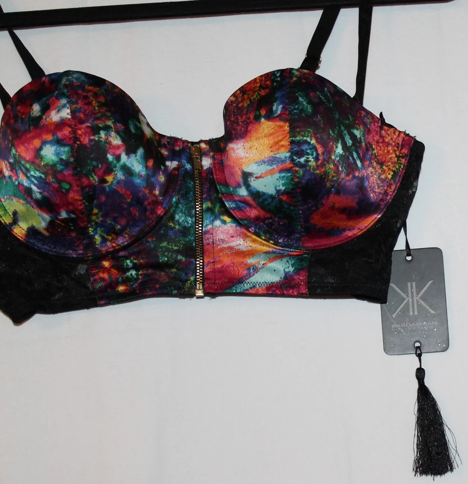 Sujetador con aros push-up de encaje floral vitral colección Kardashian-talla-36-b Foto 3 de 4