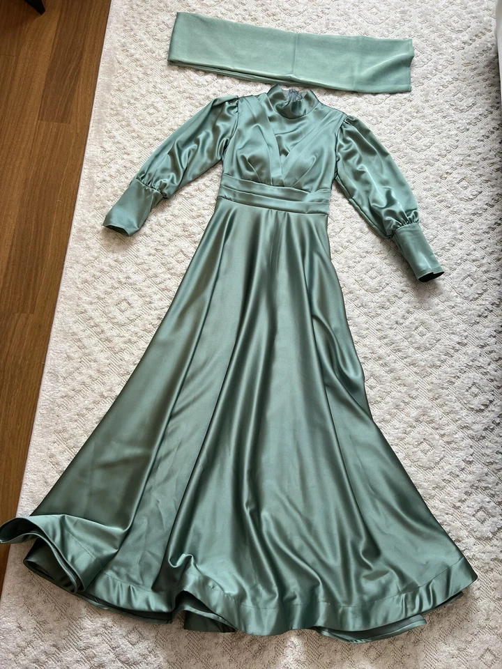 Ballkleid Abendkleid XS 32 34 Verlobung Satin Boho Nisanlik Abiye Tesettür Hijab - Bild 4 von 4