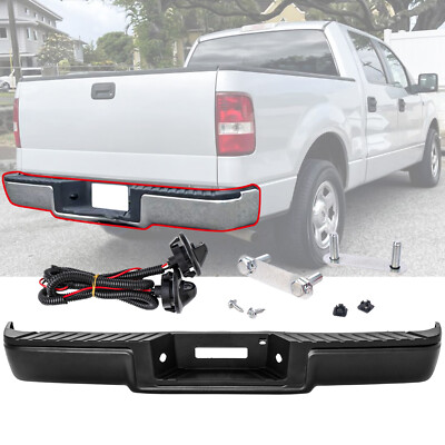 #ad For 2006 2008 Ford F 150 Black Complete Steel Rear Bumper W O Sensor Holes $170.09