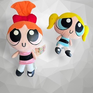 Lot Of 2 POWER PUFF GIRLS STUFFED PLUSH DOLL BLOSSOM BUBBLES