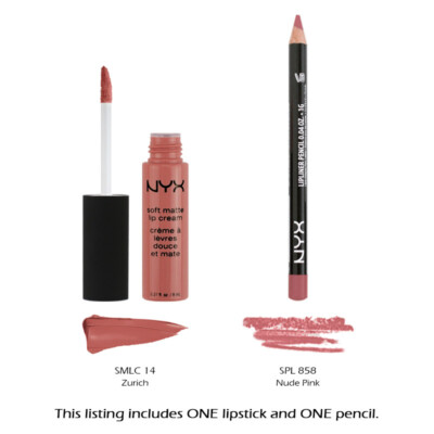 2 NYX Soft Matte Lip Cream 14 Zurich + Slim Lip pencil 858 Nude