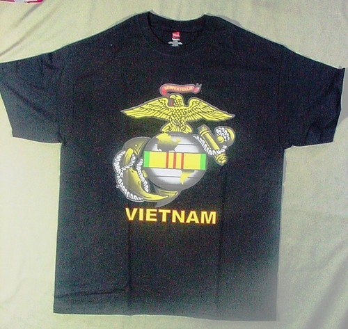 NEW USMC Vietnam T-Shirt - Black, Gray or Red - Haines Cotton M-2XL - Picture 3 of 8