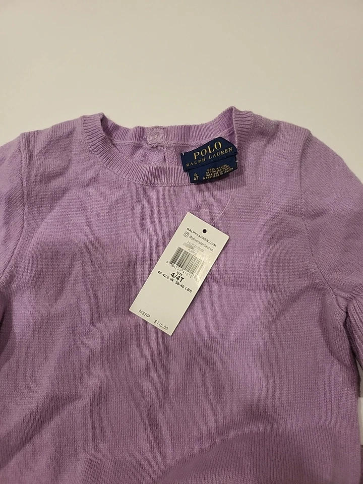 Nuevo con etiquetas Vestido Ralph Lauren Lana Púrpura Talla 4T $115 Foto 3 de 4