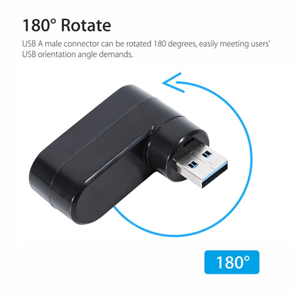 4-Port Rotatable USB 2.0 Hub with Multi-Splitter Function