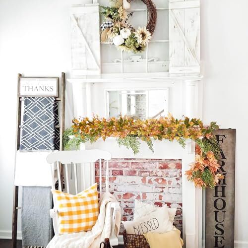 2 Pack Fall Maple Leaf Garland - 6.5ft/Piece Artificial Fall Foliage Garland - Picture 4 of 5