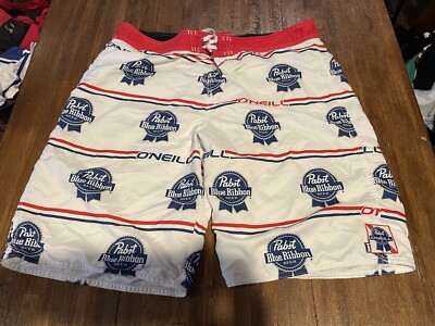 Pabst Blue Ribbon PBR Swim Suit Trunks Shorts Size 38