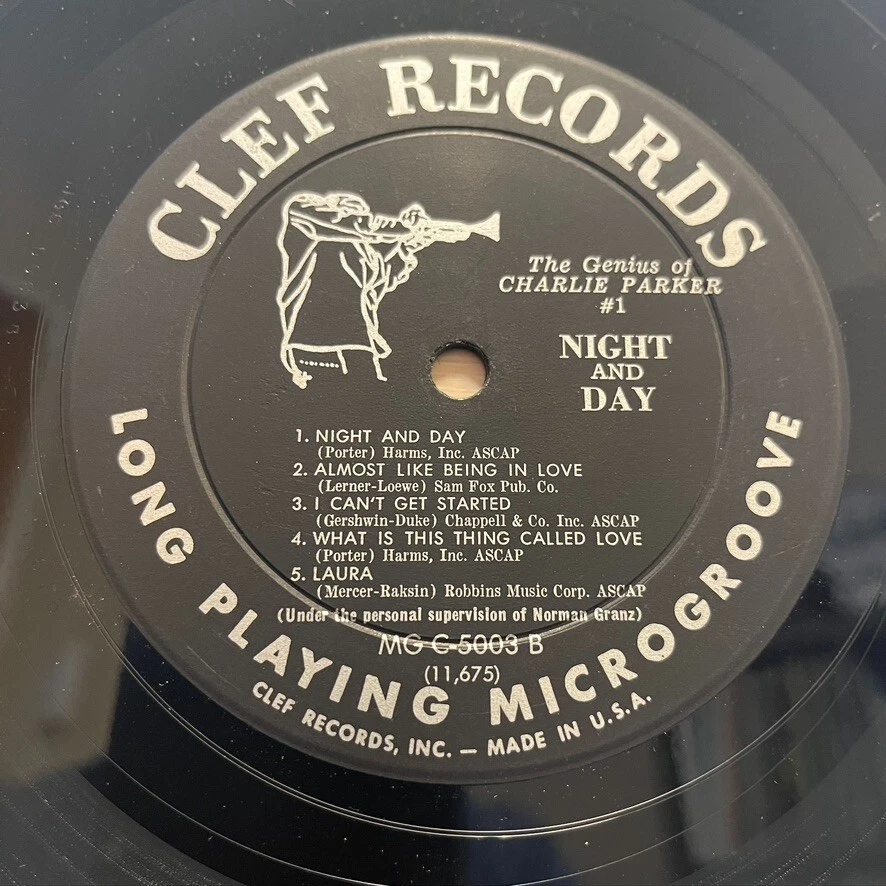 Charlie Parker and His Orchestra Night and Day Genius #1 Vinyl LP Clef MGC 5003 - Image 3 of 4