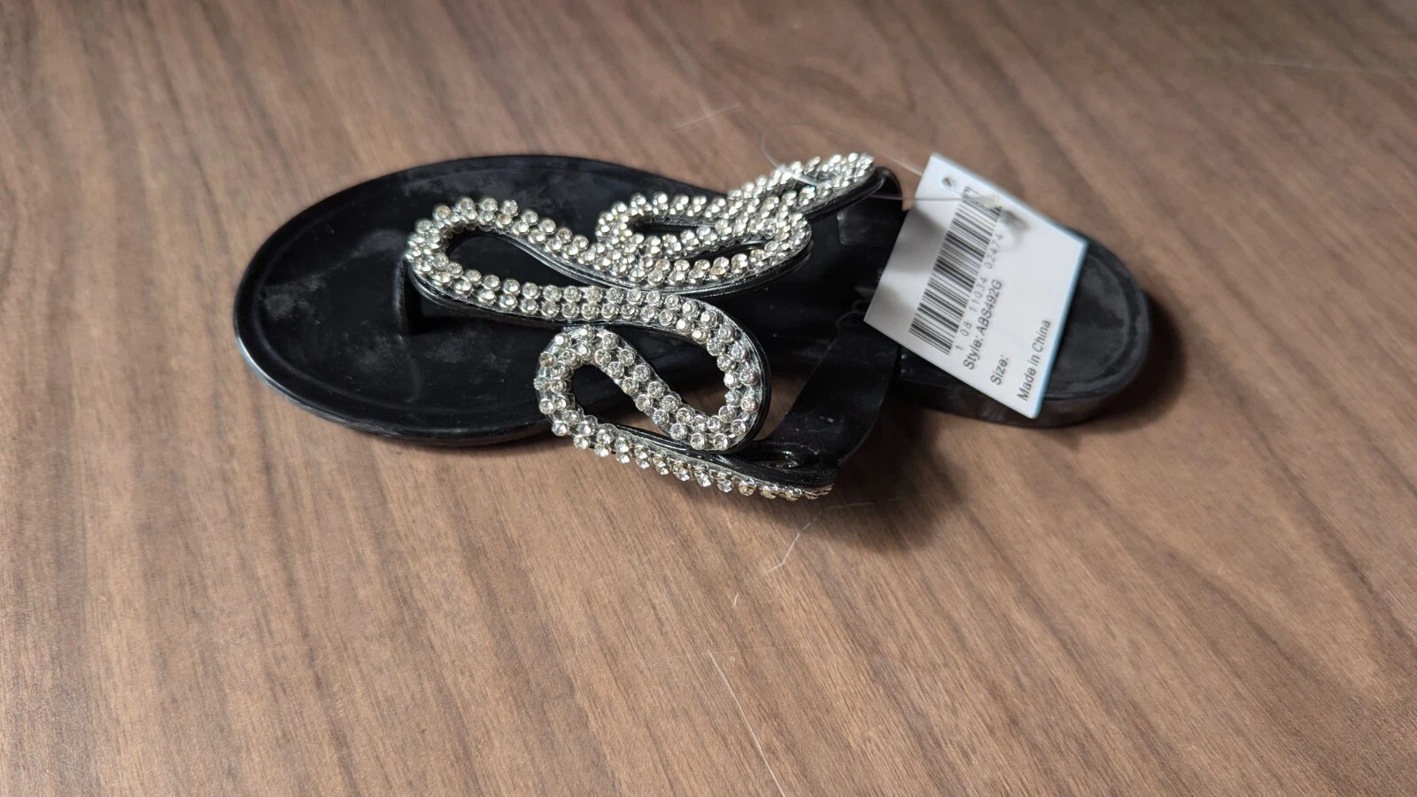 NEW BALANCE Sandali infradito infradito AIR BALANCE jelly strass neri nuovi con etichette taglia 13 bambina