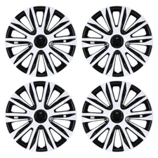 13" Wheel Covers Hub Caps Fit R13 Tire & Steel Wheels White Lacquer & Black 