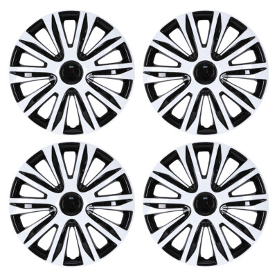#ad 13quot; Wheel Covers Hub Caps Fit R13 Tire amp; Steel Wheels White Lacquer amp; Black $39.99