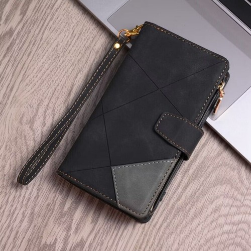 For iPhone 16 15 14 13 12 11 Pro Max Plus Leather Zipper Wallet Case Flip Cover - Picture 37 of 73