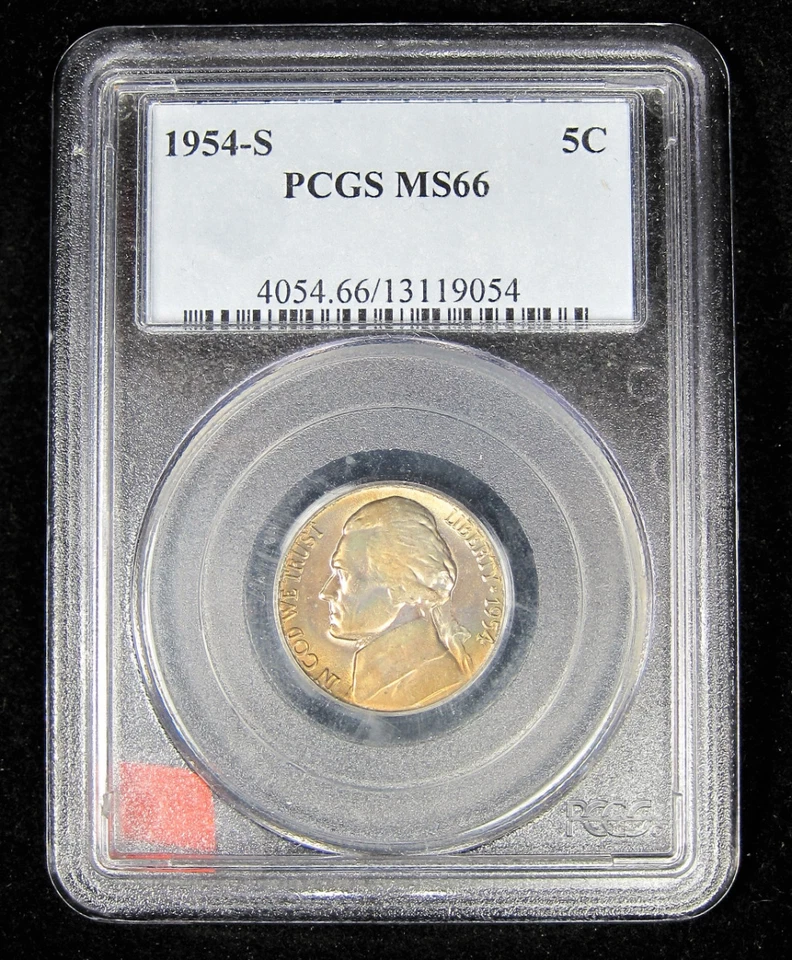 1954-S DDR FS-801 Jefferson níquel graduación profesional MS 66 fecha clave tonificada 5c pasos dobles