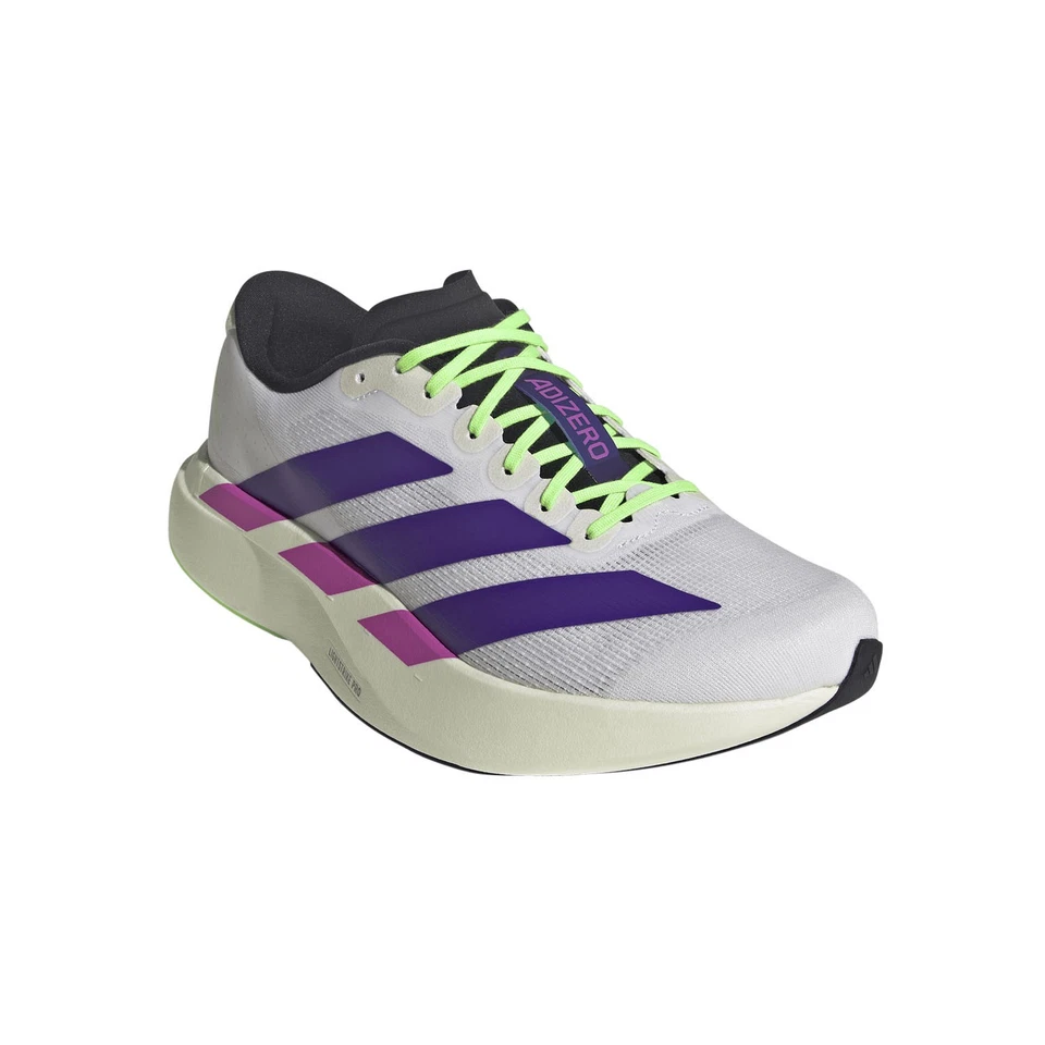 Tênis de corrida Adidas Adizero Evo SL masculino JS4495 branco roxo Lime Burst NOVO - Imagem 3 de 3