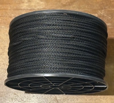 1/8'' x 500' Black Polyester / Dacron Cord - Low Stretch & UV Resistant - Braided