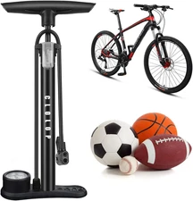 Bike Floor Pump W/ Gauge, Multipurpose High Pressure 160 Psi, Bicycle Air Pump