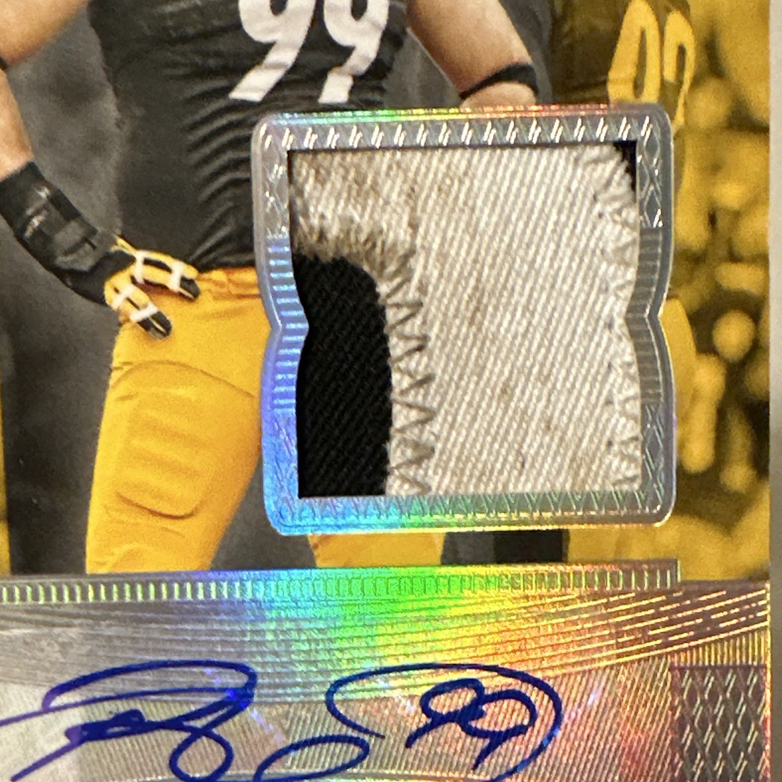 Panini Signatures Brett Keisel Auto refractor dirty game usedPatch Steelers /50 view 5