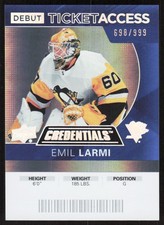 2021-22 Upper Deck Credentials #78 Emil Larmi 2020-21 Debut Ticket Access #/999