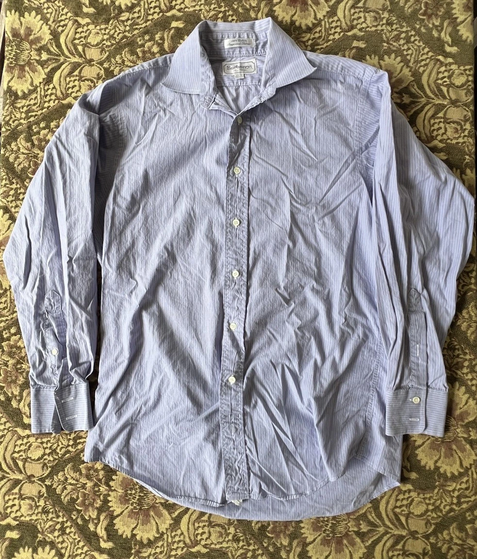 CAMICIA ABITO BURBERRYS OF LONDON MADE IN USA COTONE BLU CON BOTTONI 15 1 2 33