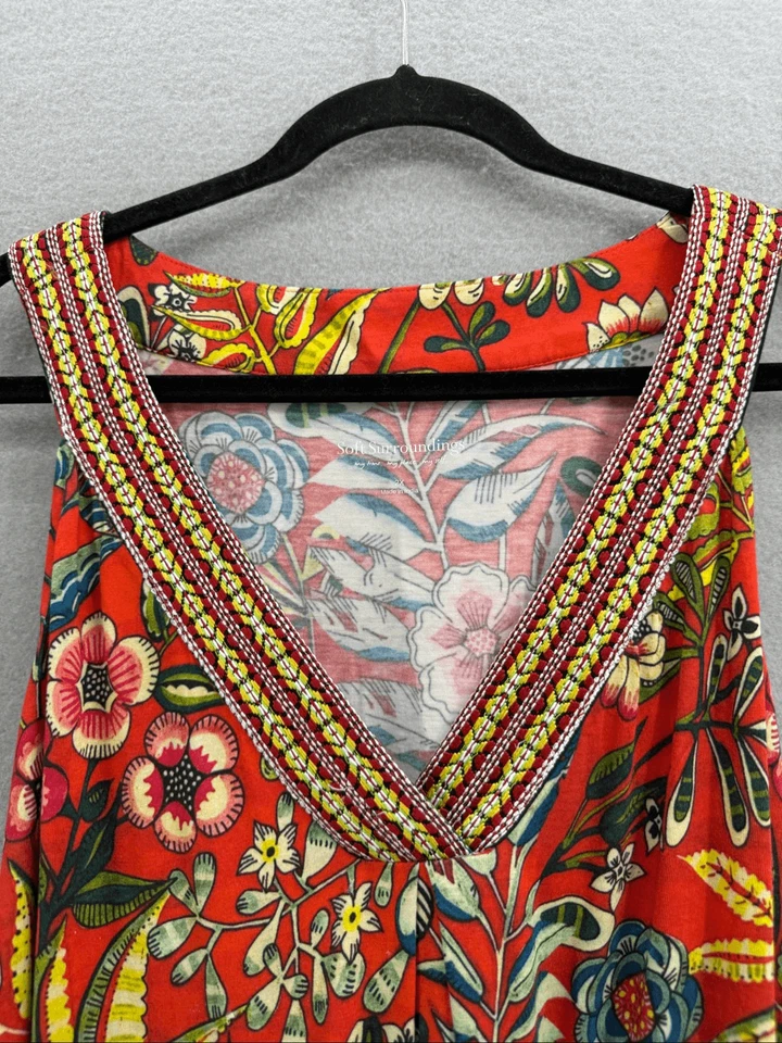 Soft Surroundings Womens Onani Red Tropical Floral Sleeveless Maxi Dress Size 2X - Image 4 of 4