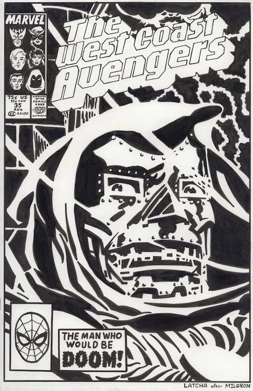 West Coast Avengers 35 CoverRecreation Original art Doctor Doom Robert Downey Jr
