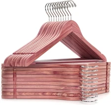Red Cedar Hangers 30 Pack, Smooth Finish Wood Coat Hangers for Suit Sh