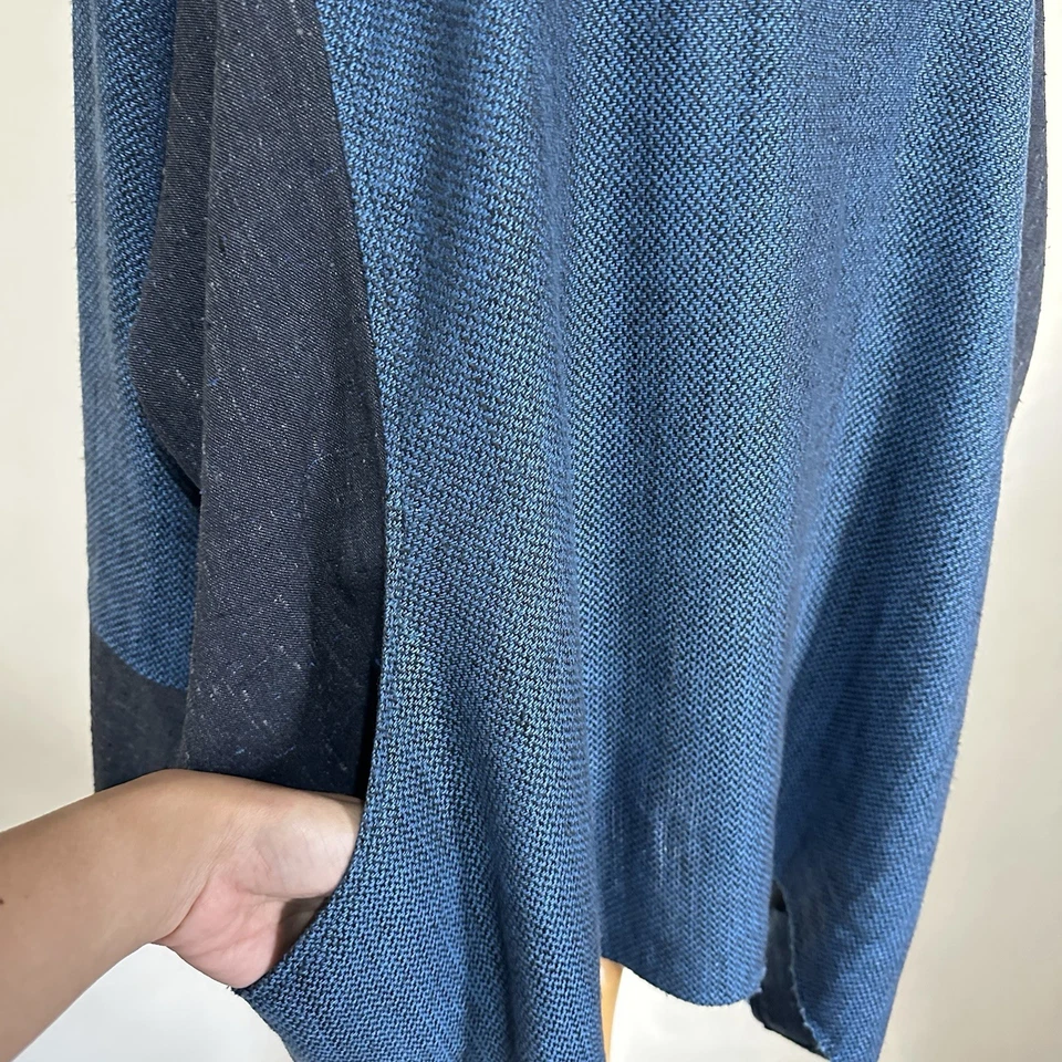 Terry Macey Top One Size Blue Grey Textured Cowl Neck Long Sleeve Tunic Wool Mix - Image 4 of 4