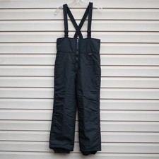 Vintage Slalom Snow Pants Mens M Black Insulated Bib Suspenders Hong Kong