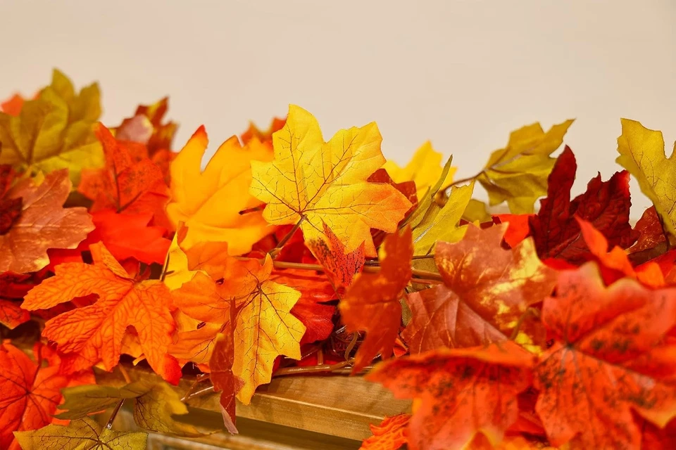 Guirnalda de hojas de arce de otoño 6 piezas, fiesta alegría 5,6 pies hoja de arce artificial otoño Foto 4 de 4