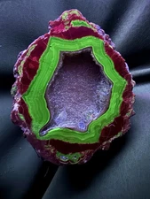 Pink Druze Polished Baker Ranch Thunder Egg w/parallax Half Nodule New Mexico