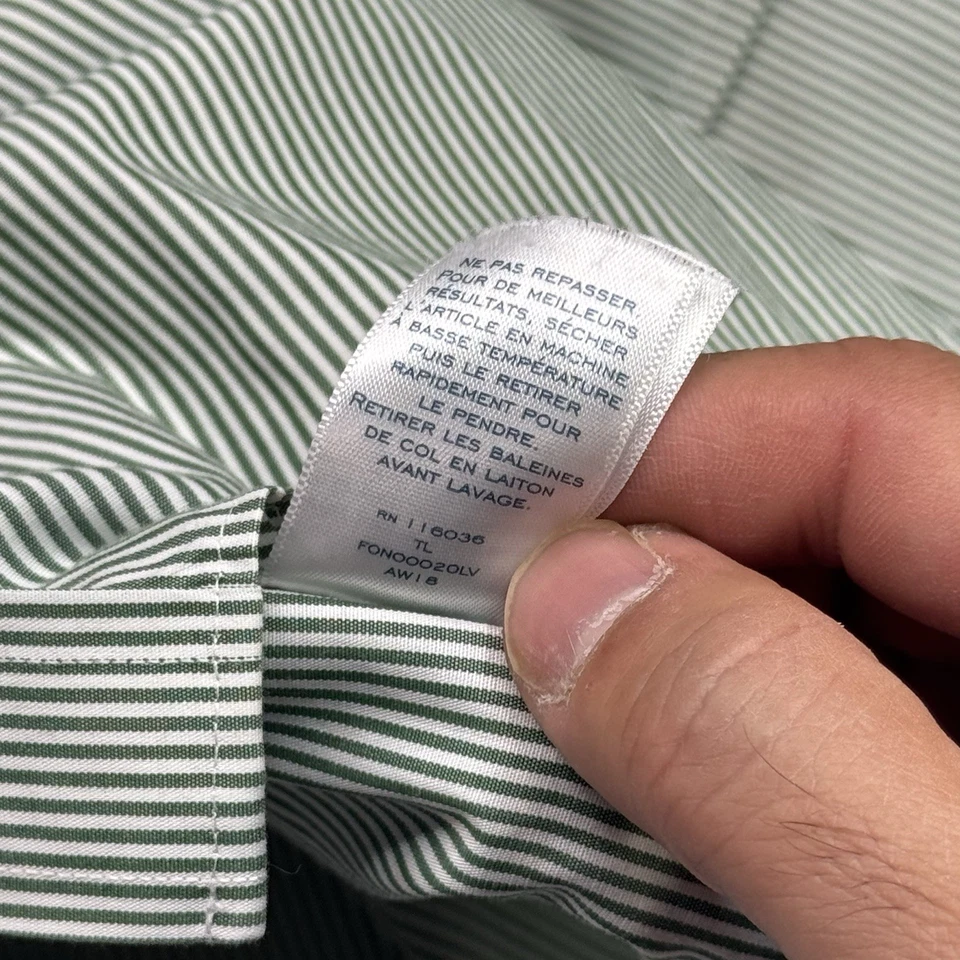 Camisa de vestir Charles Tyrwhitt ajustada para hombre 16 1/2 35 verde blanco a rayas Foto 4 de 4