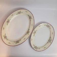 Vintage Royal China Japan Floral Large Meat Platter and Medium Serving Platter