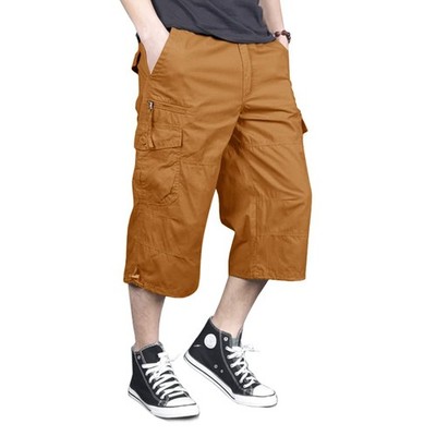 Men's Capri Shorts Long Cargo Shorts Below Knee Shorts 3/4 Cotton Casual Shorts