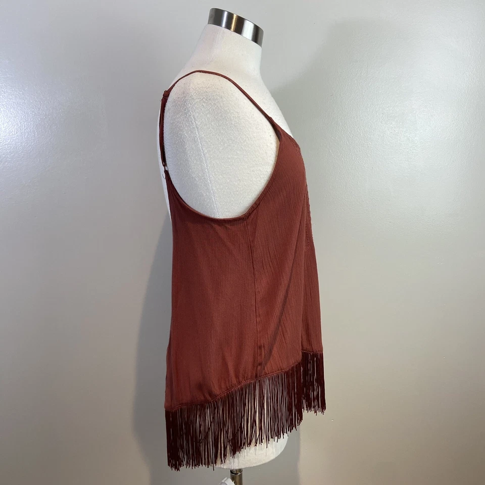 Camiseta sin mangas Kendall & Kylie para mujer roja mediana sin mangas flecos sin mangas rayón Q74 Foto 2 de 4