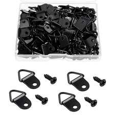 100 Pack Steel Picture Hangers with 100pcs 8mm Screws, Small Triangle Ring