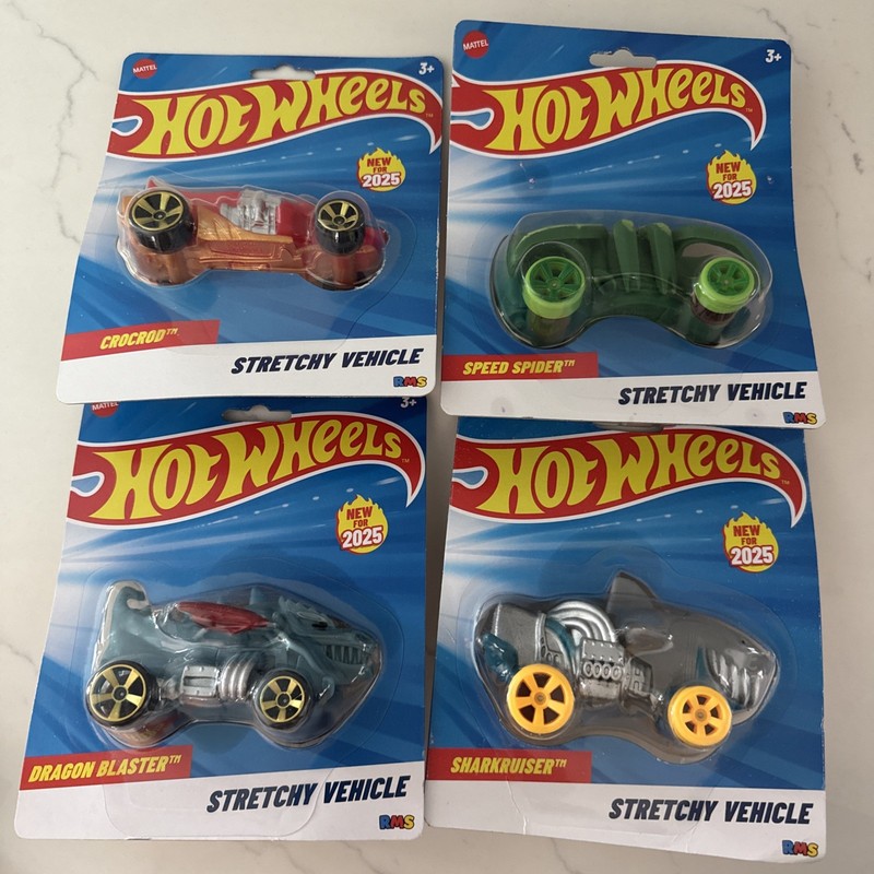 Hot Wheels Stretchy Vehicles Bundle of 4 Viral Rare NEW Sensory