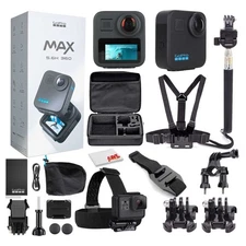 GoPro MAX 360 (2025) Waterproof Action Camera -With Mega Accessory Kit - Get