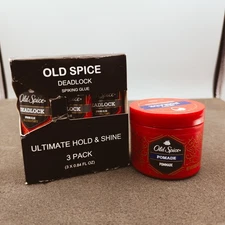 Old Spice Spiffy Pomade Medium 2.64 oz. Deadlock Spiking Glue 3x 0.84 Oz.