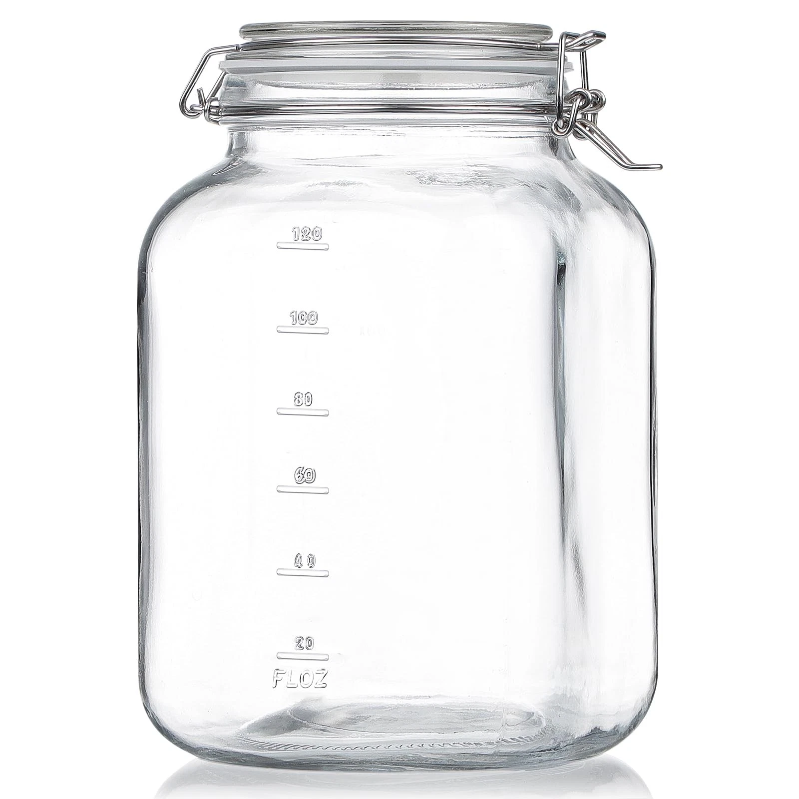 Folinstall 1 Gallon Square Super Wide-Mouth Glass Jars Small, transparent