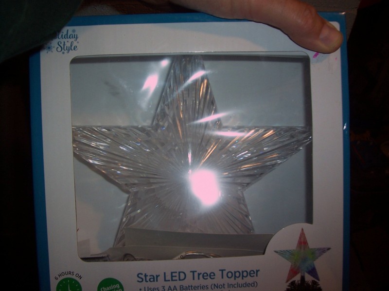 8.5 " Light Up Clear Star  led, battery orated, Christmas Tree Topper