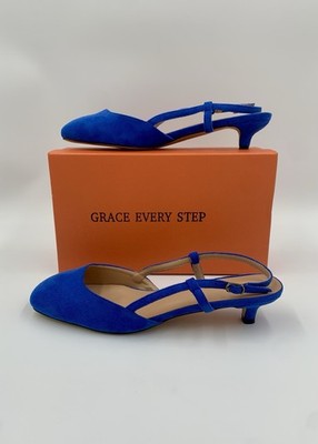 Damen-Pumps eckige Zehenpartie Slingback Pfennigabsatz royalblau Grace Every Step UK 8
