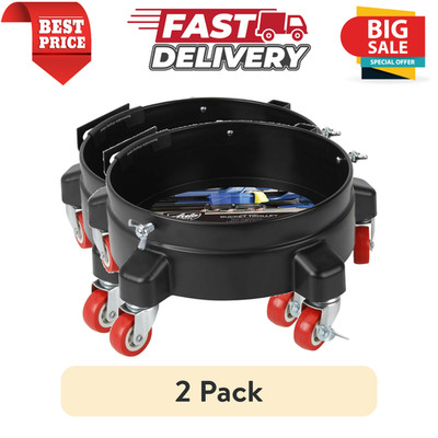 2PK Auto Drive 12in Bucket Dolly with 5 Locking Casters Fits 3.5 to 7gal Buckets