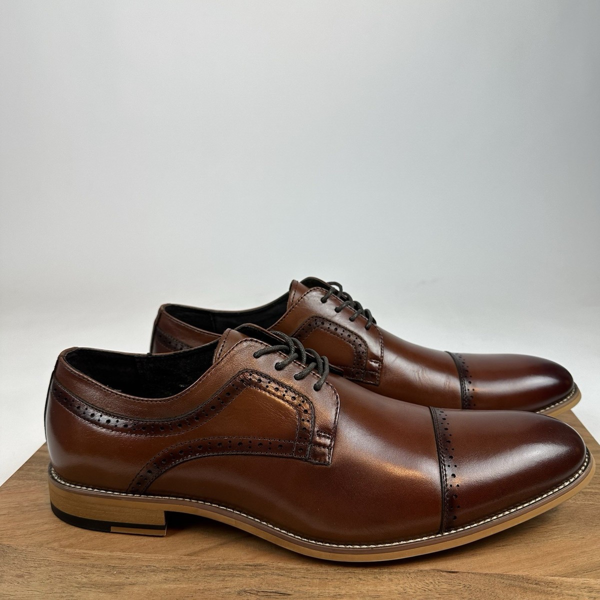Stacy Adams Mens Brown Leather Cap Toe Lace Up Oxford Dress Shoes 9.5M Stacy Adams Mens Wescott Plain Toe Oxford Bealls Florida main image 4