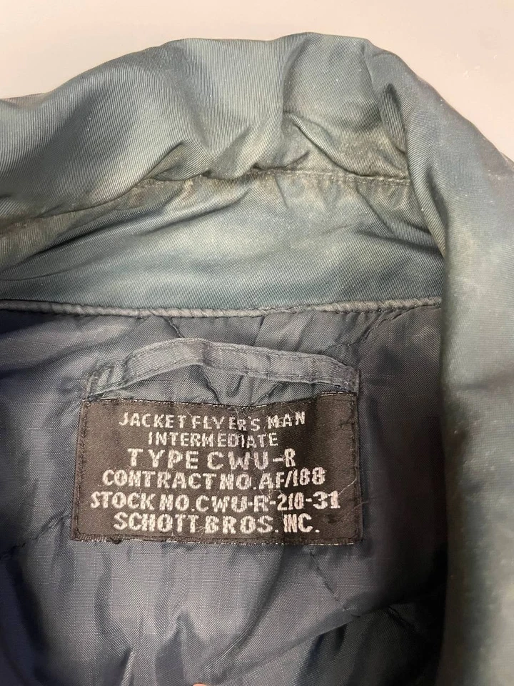 Schott Vintage Men Bomber Jacket Type CWU-R USAF Green Pilot MILITARY Men XL - Image 4 of 4