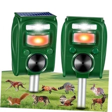 Pack Solar Animal Repellent Squirrel Fortress Pro Ultrasonic Outdoor, 2