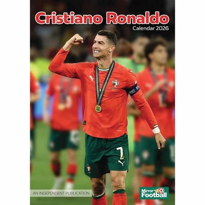 PILLAR BOX RED Cristiano Ronaldo A3 Calendar 2026 - Football - Month To View