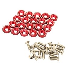 20 Pcs Red CNC Billet Aluminum Fender Washer Engine Bay Dress Up Kit red