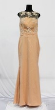Hebeos Women's Trumpet Crepe High Neck Sleeveless Bridesmaid Dress BE5 Peach NWT