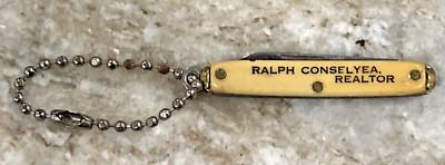 Vintage Advertising Key Ring Folding Pocket Knife RALPH CONSELYEA REALTOR B112