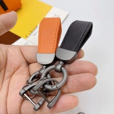 Leather Car Keychain with Zinc Alloy Ring, Keychain