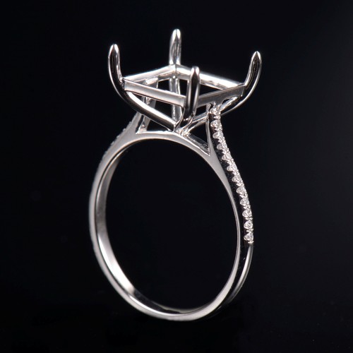 Simple Princess 12x12mm Custom Solid 14K White Gold Natural Diamond Setting Ring - Picture 7 of 12